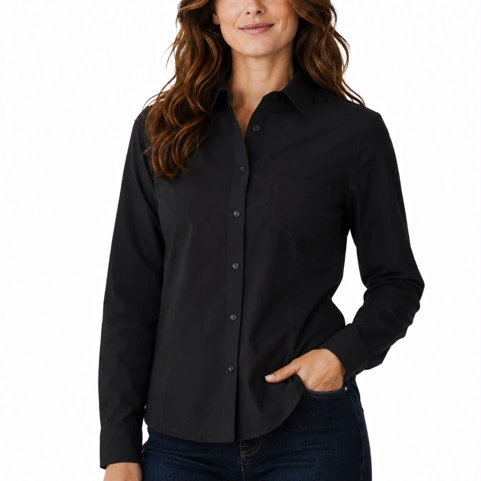 Camisa Popelina para Dama - Negro