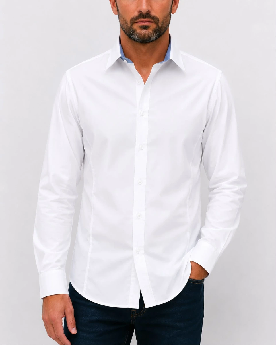 Camisa Gabardina para Caballero - Blanco