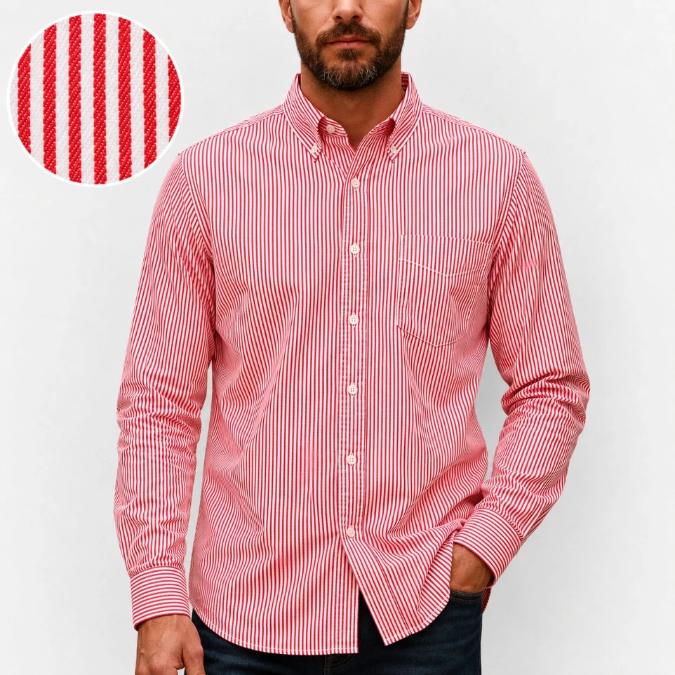 Camisa Rayas para Caballero- Rojo