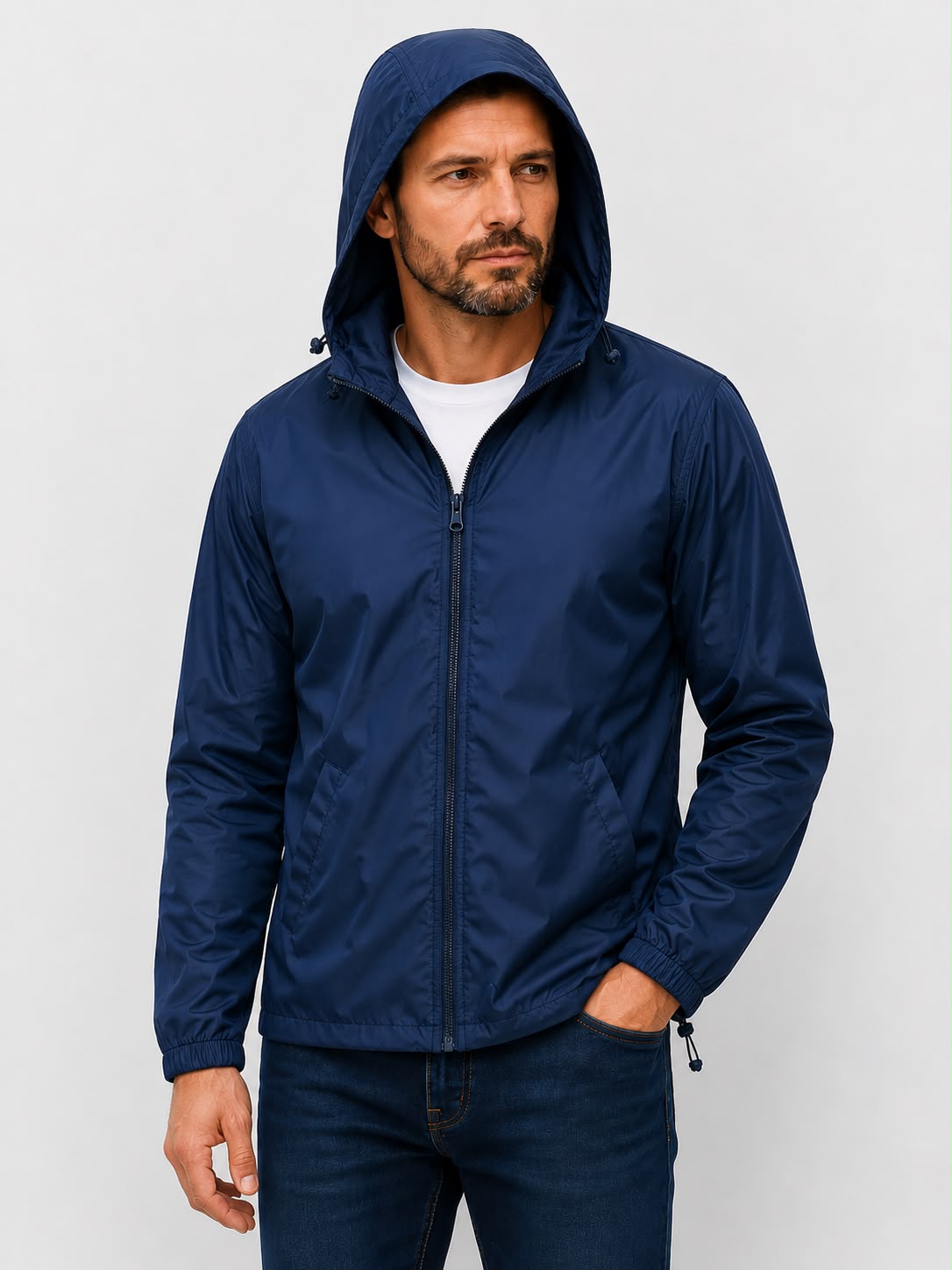 Chamarra Tailandia con gorro para Caballero - Azul Marino