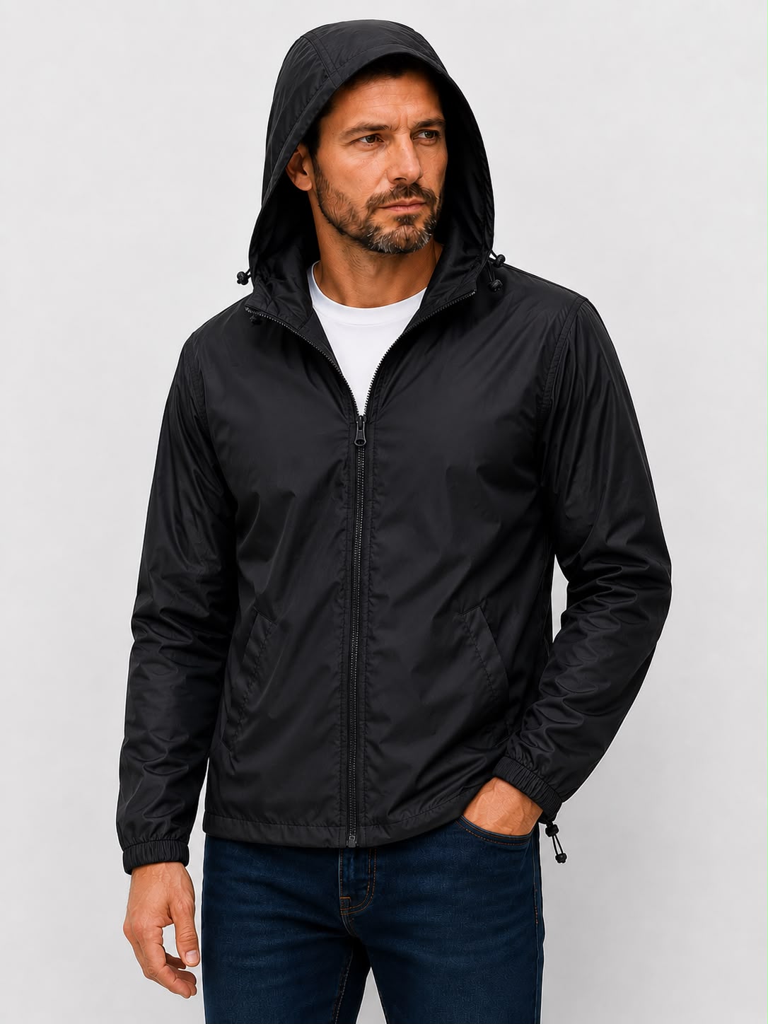 Chamarra Tailandia con gorro para Caballero - Negro