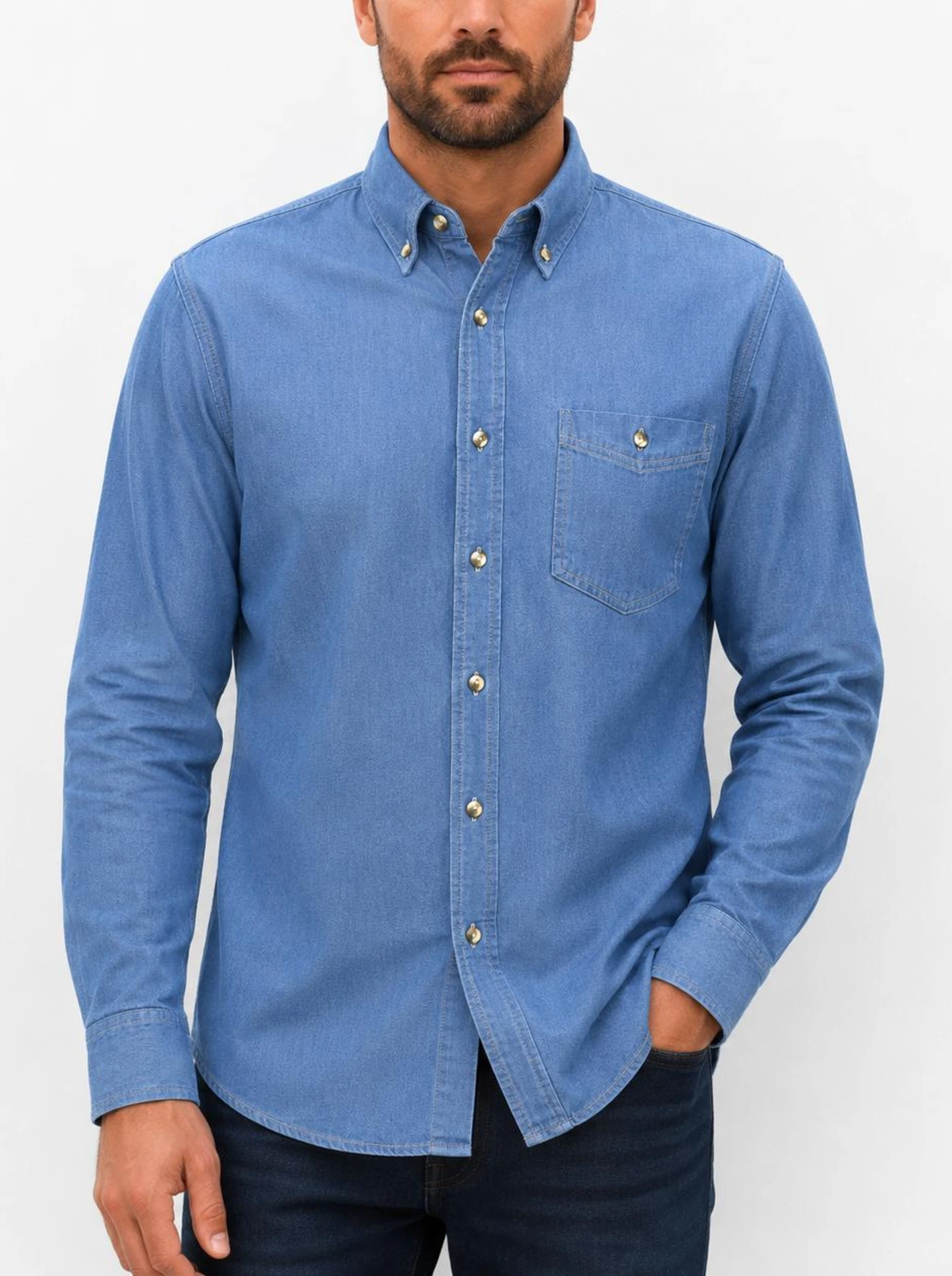 Camisa Mezclilla para Caballero- Claro