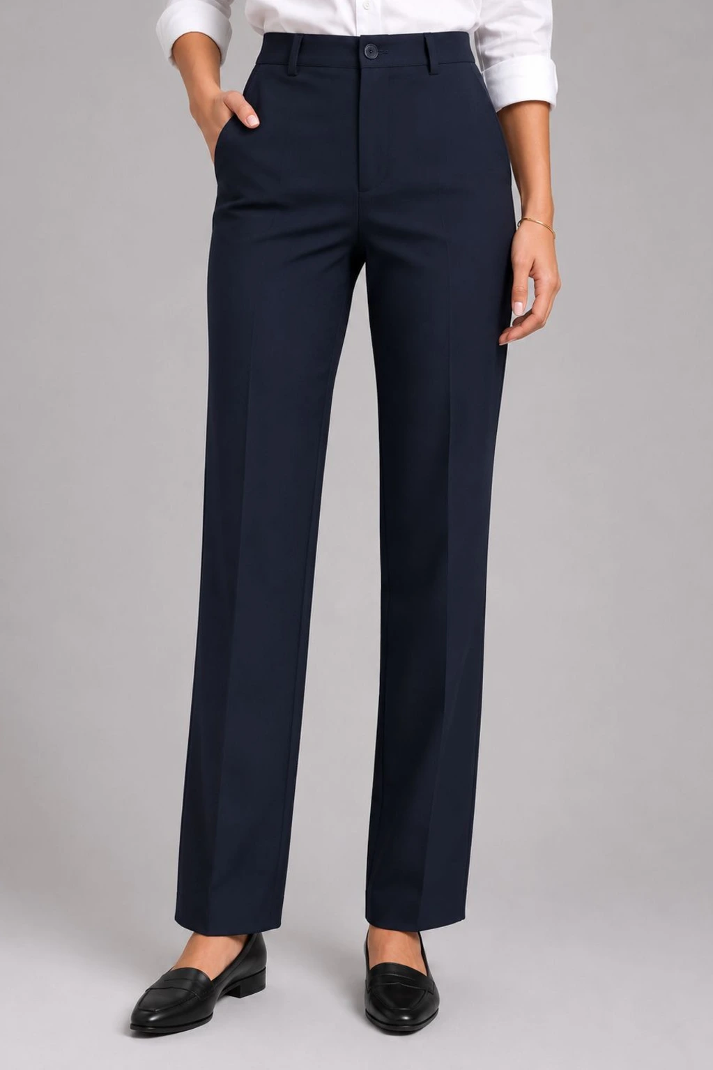 Pantalón Gabardina Tipo Docker para Dama - Azul Marino