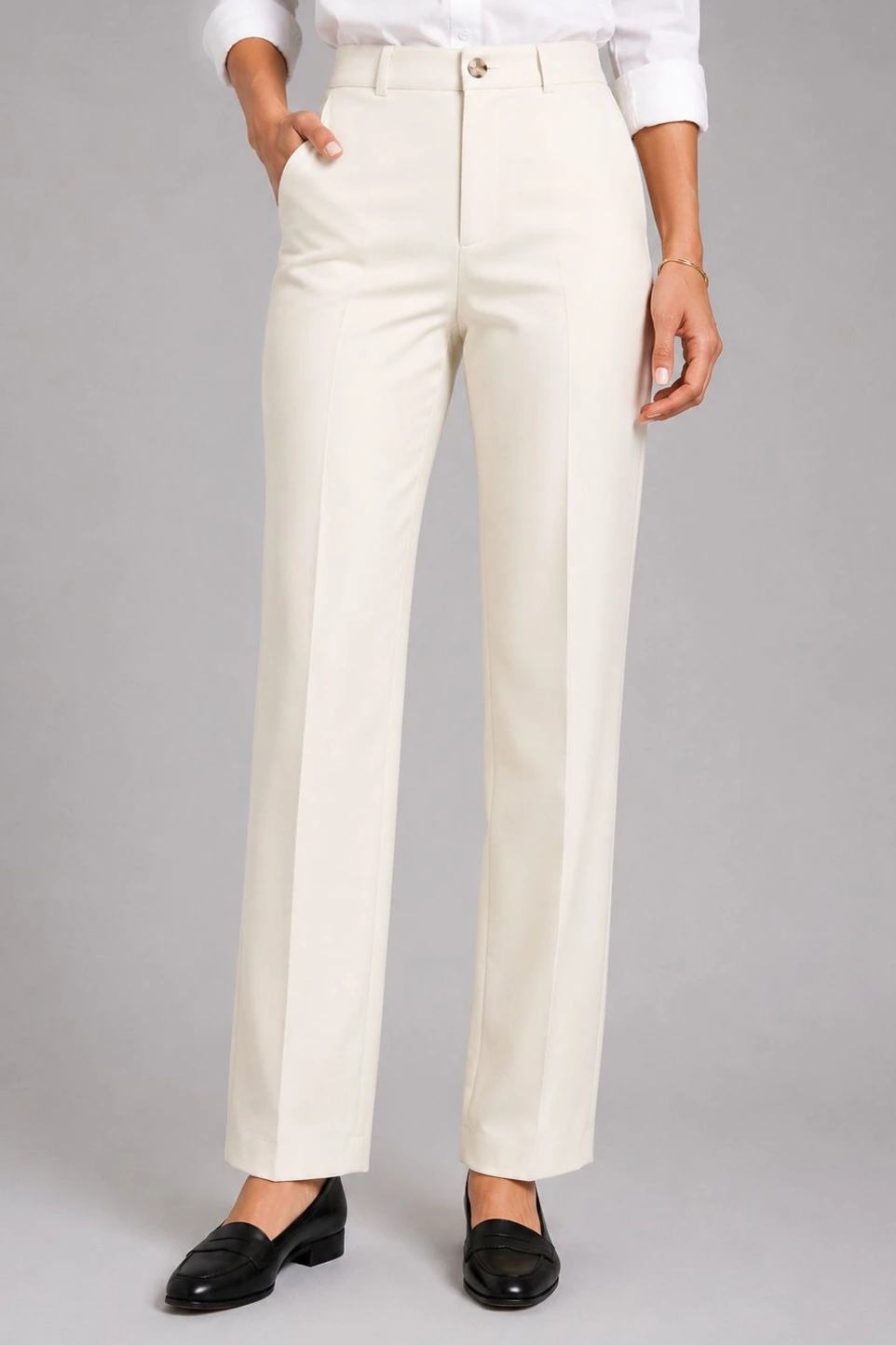 Pantalón Gabardina Tipo Docker para Dama - Blanco