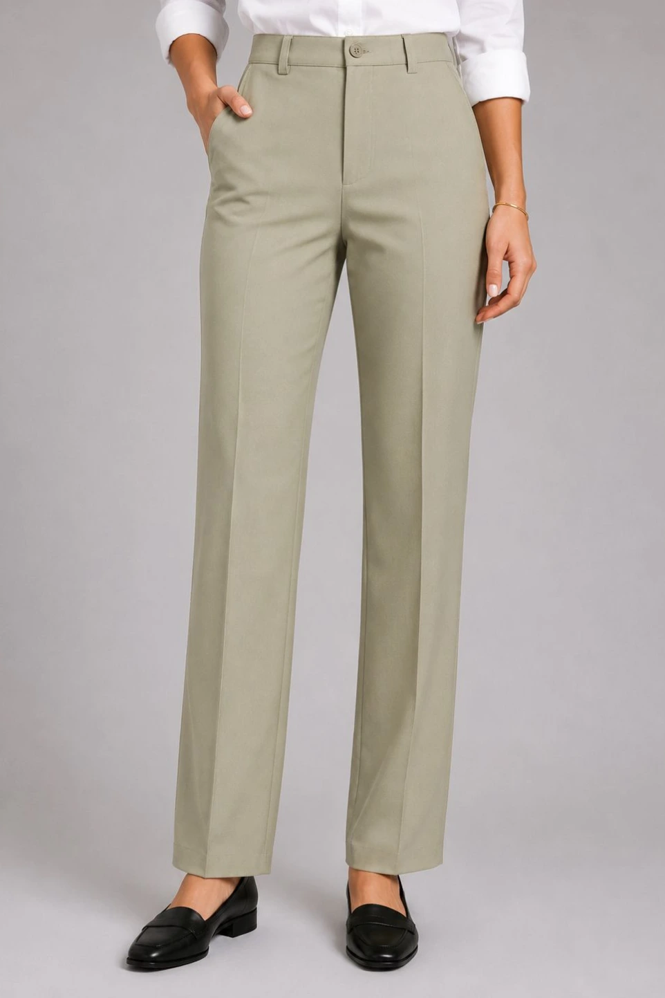 Pantalón Gabardina Tipo Docker para Dama - Kaki