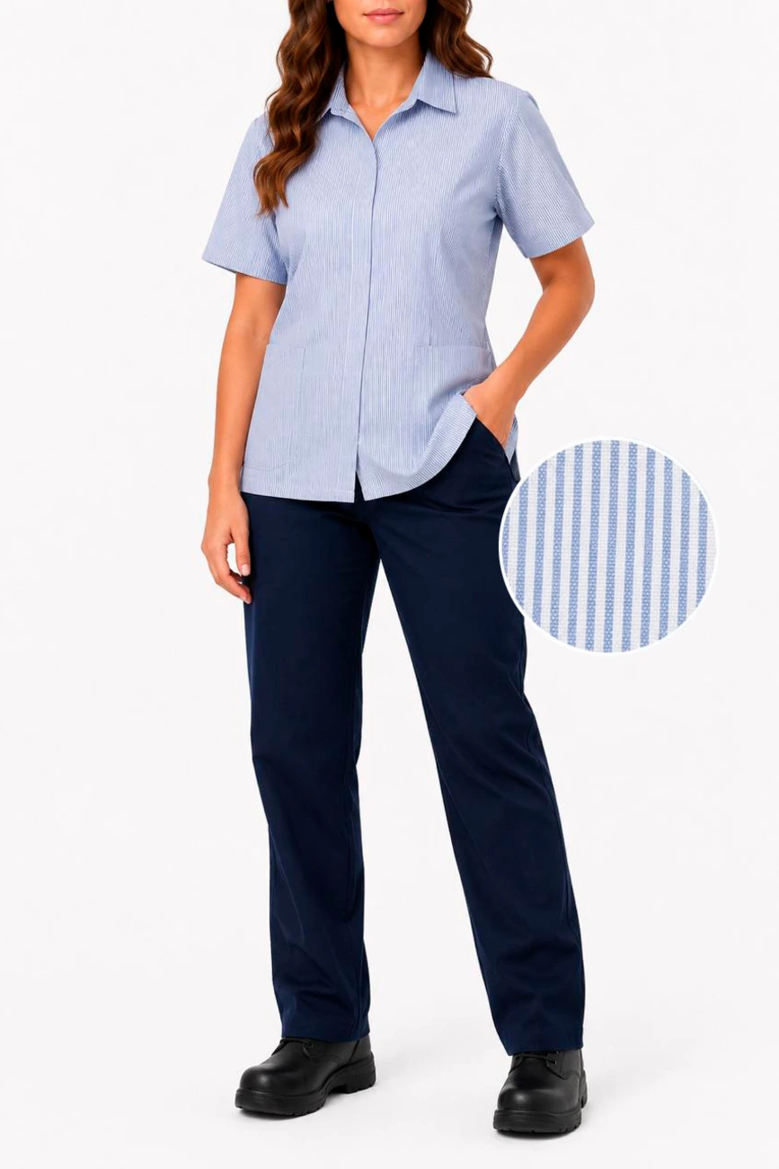 Blusa y Pantalón Rayas Industrial - Azul Claro